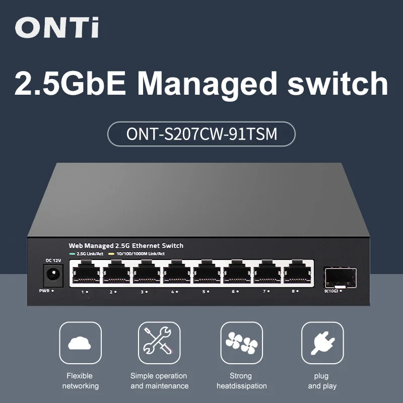 10G Sfp+ Switch 8 Port - ONTi Switch Gerenciado 2.5GbE 8 Portas