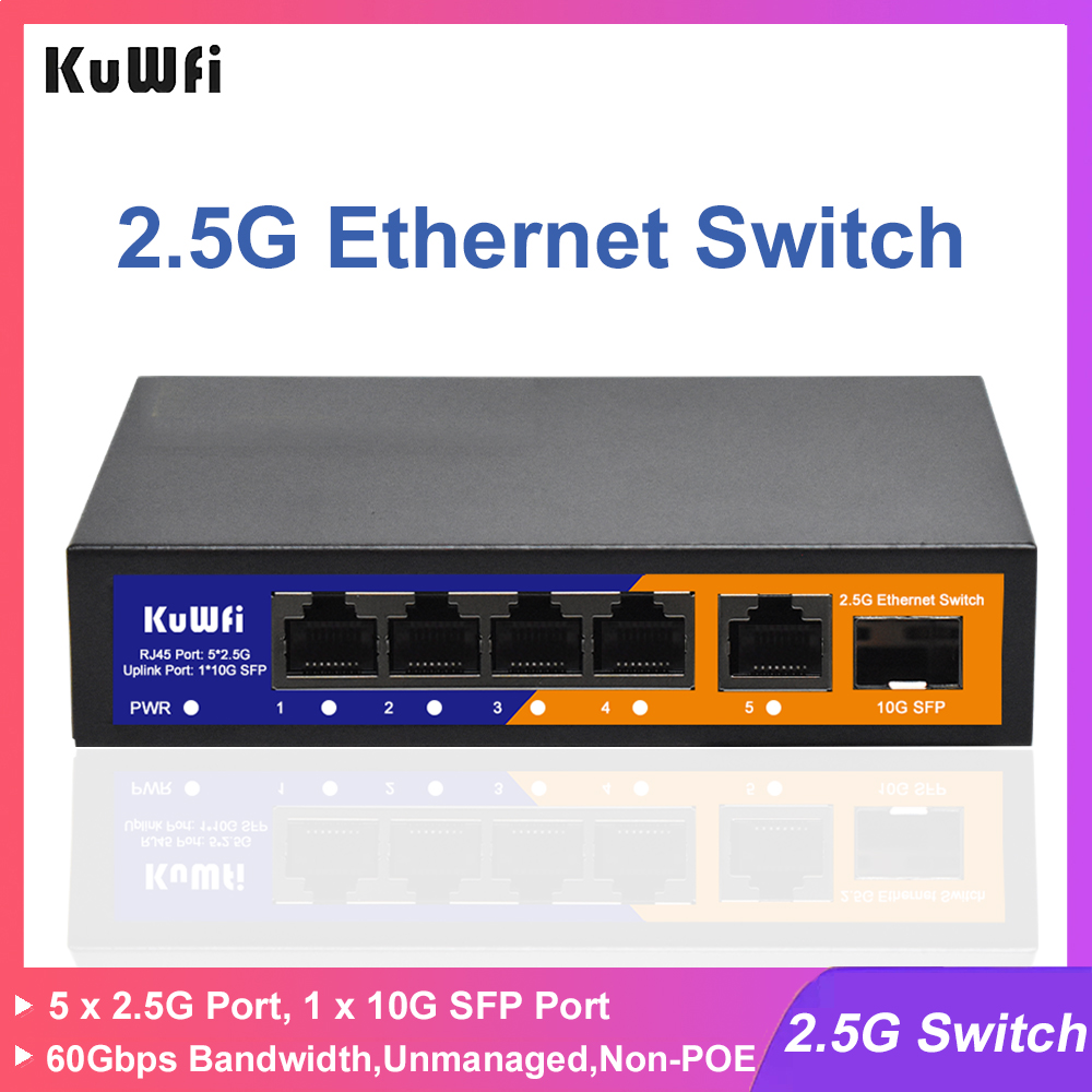 Switch 5 Port 2.5G Unmanaged - Switch de rede KuWFi 2.5G, 5