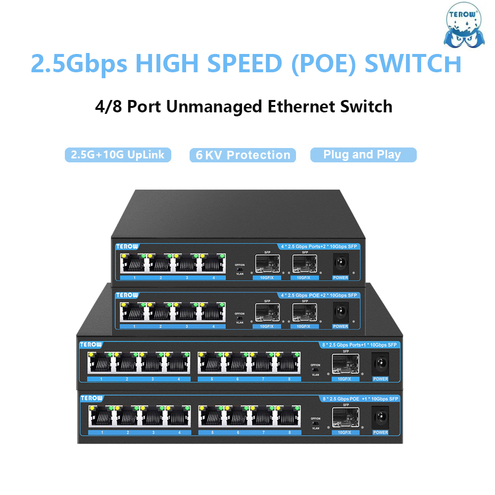 10G Sfp+ Switch 8 Port - TEROW-Switch de rede Gigabit POE, Switch
