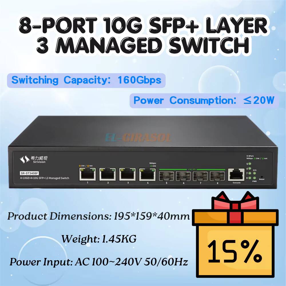 10G Sfp+ Switch 8 Port - Switch de Fibra Gerenciado L3 Sirivision