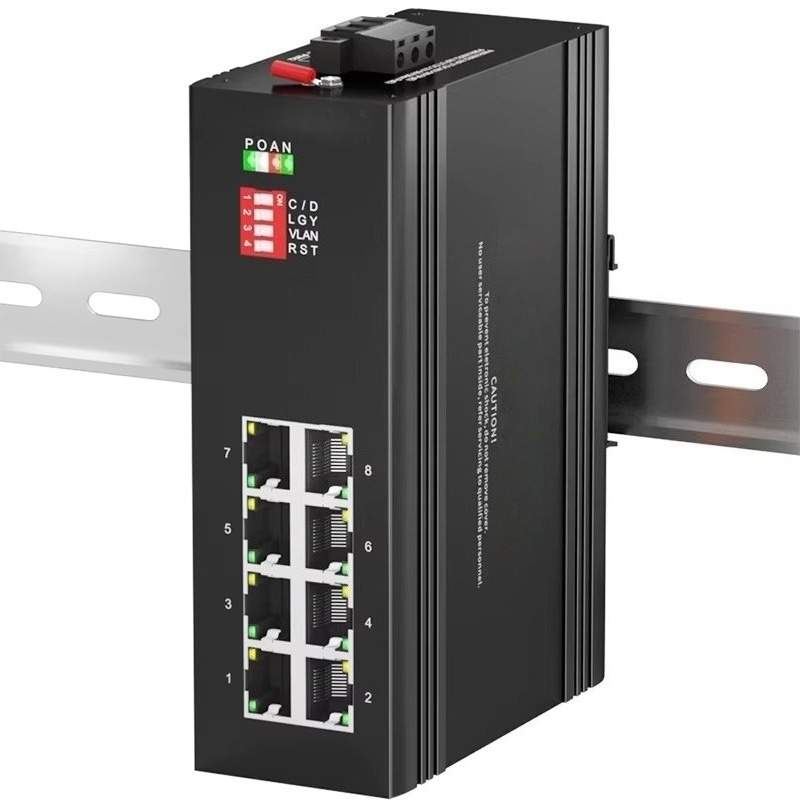Industrial Switch Din Rail Gigabit - Switch Ethernet Gigabit de 8 Portas