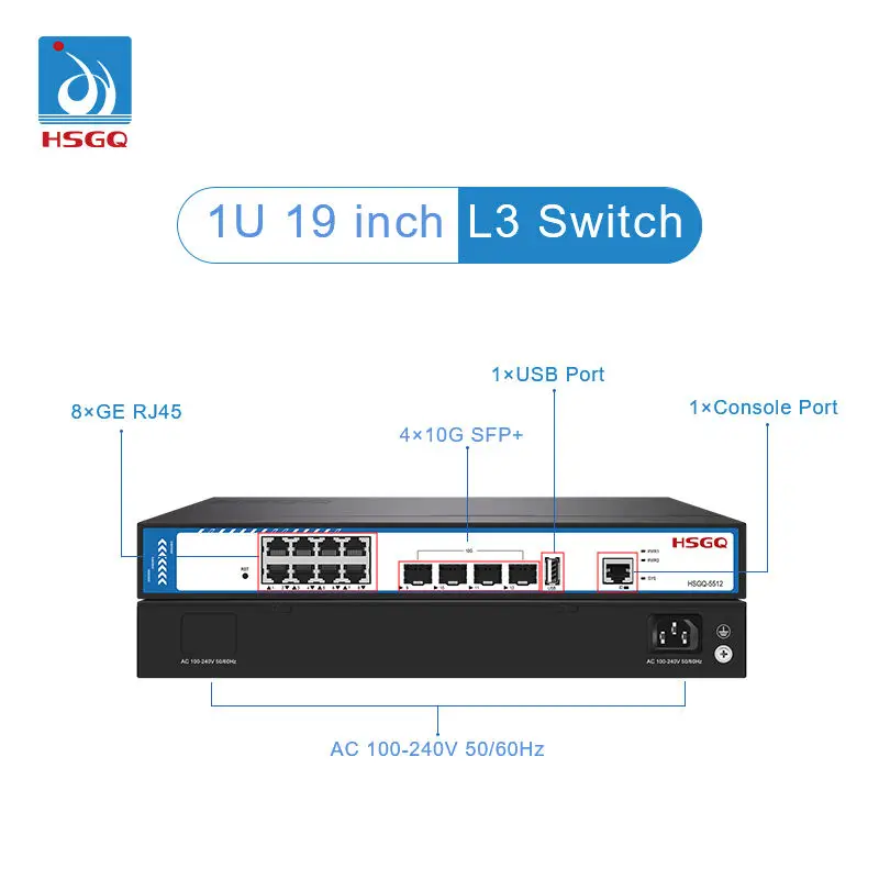 10G Sfp+ Switch 8 Port - 2026/HSGQ-5512 Switch de Fibra Gerenciado de