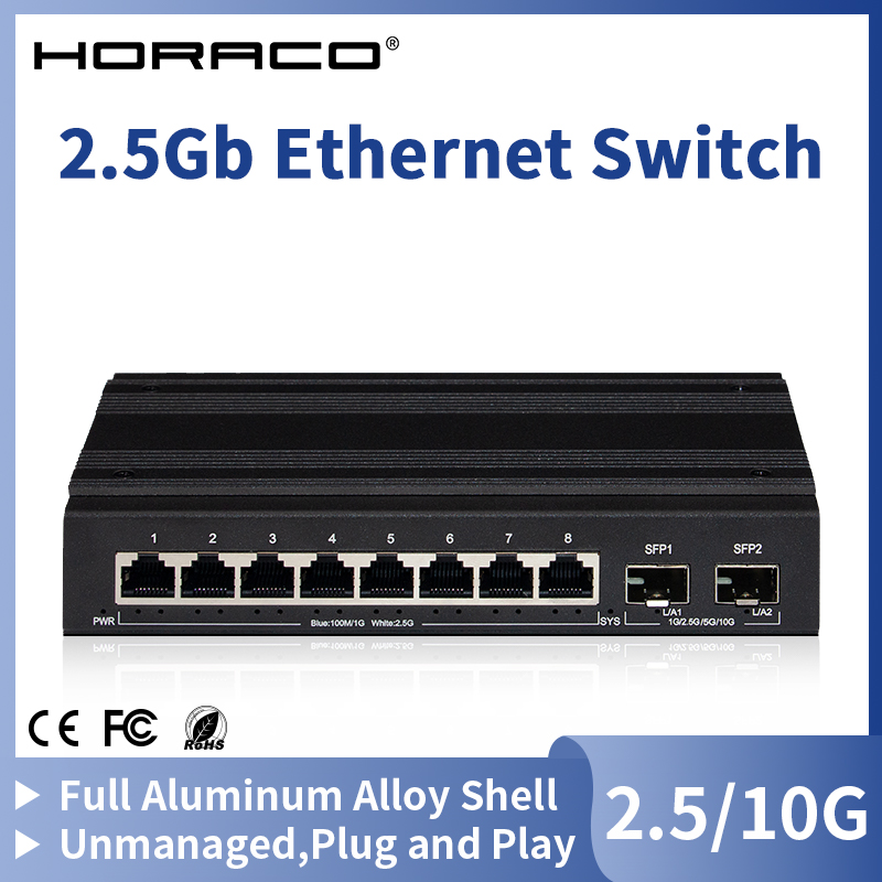 10G Sfp+ Switch 8 Port - HORACO 2.5G Network Switch 8 portas