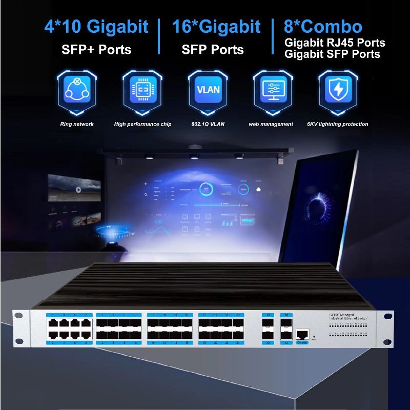 Switch Ethernet Industrial Ger - Switch 24 Port 10G Uplink avaliação e preço