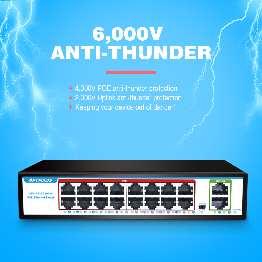Switch POE GIGABIT OPTFOCUS 10 - Poe Switch 16 Port 802.3At avaliação e preço