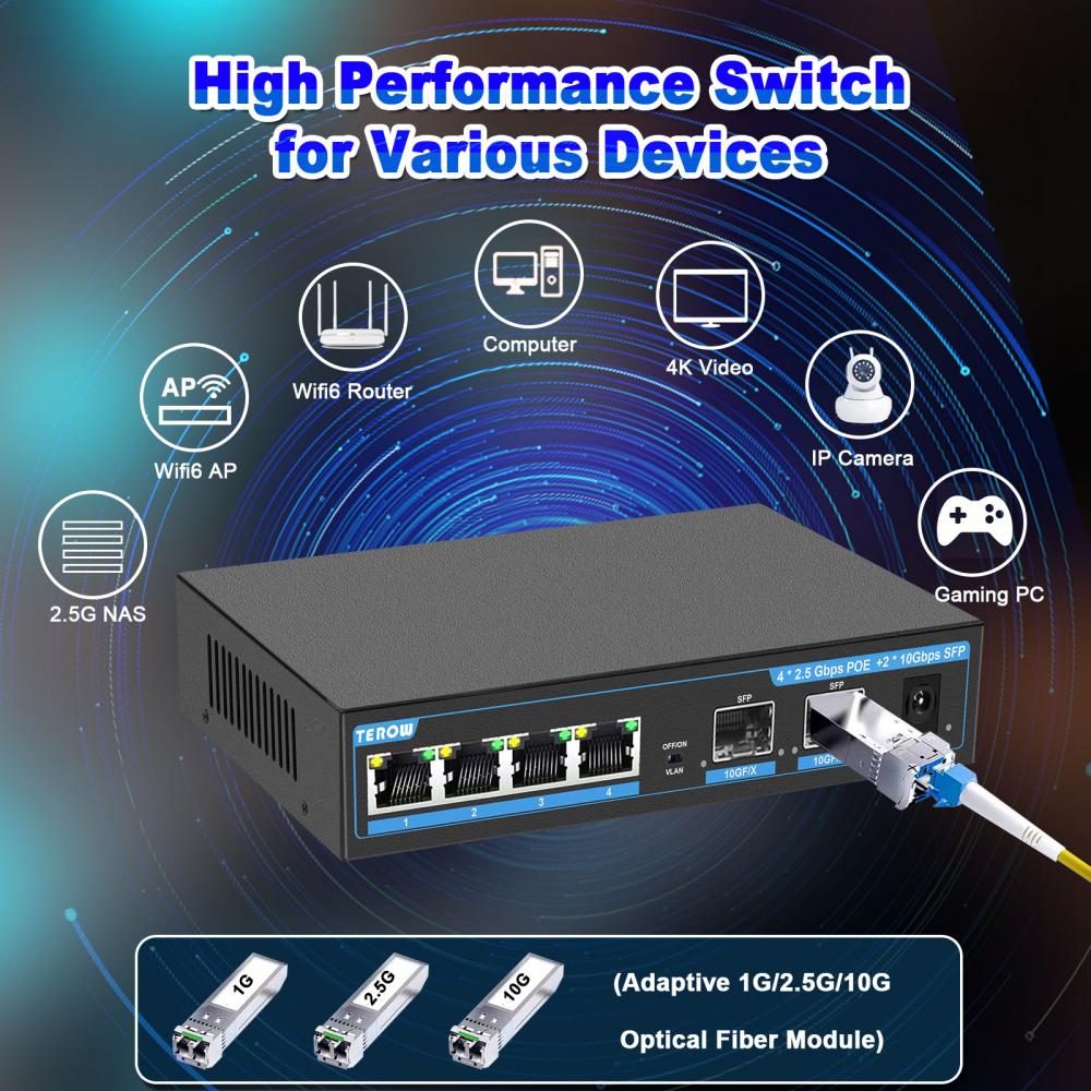 TEROW-Switch de rede Gigabit P - 10G Sfp+ Switch 8 Port avaliação e preço