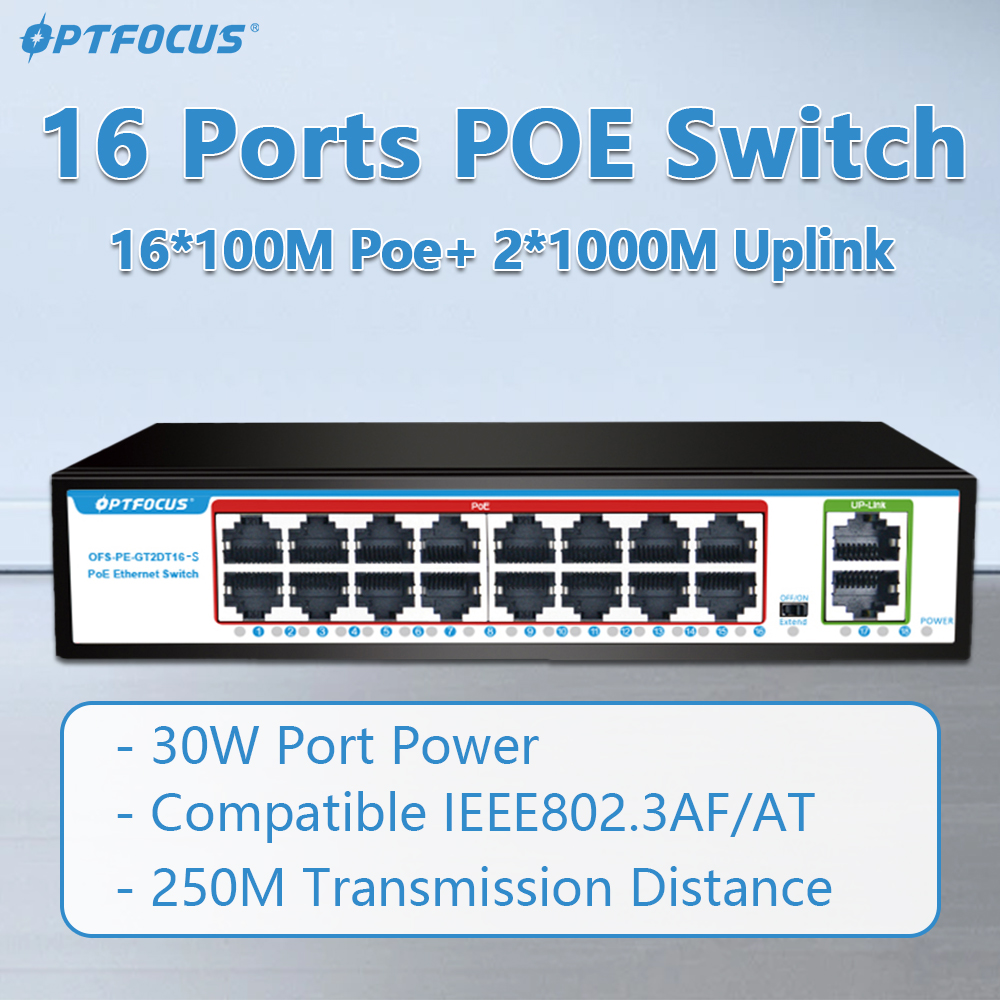 Switch POE OPTFOCUS de 16 Port - Poe Switch 16 Port 802.3At avaliação e preço