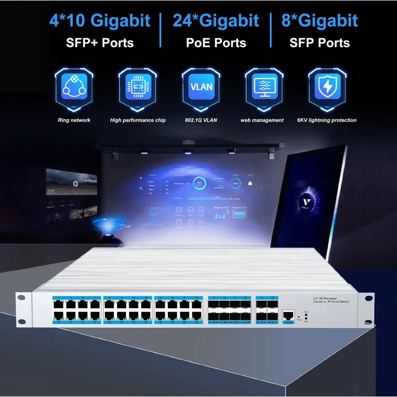 Switch industrial de gerenciam - Switch 24 Port 10G Uplink avaliação e preço