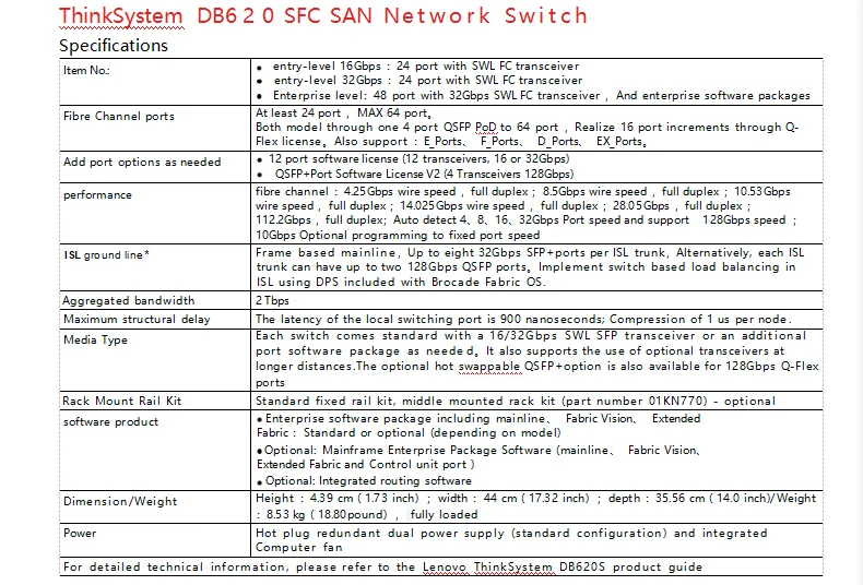 Thinksystem OB620S FC SAN Netw - Network Switch Rack Mount 1U avaliação e preço