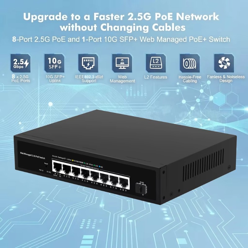 Switch LAN POE Multi-Gigabit d - 10G Sfp+ Switch 8 Port avaliação e preço