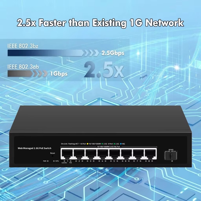 Switch LAN POE Multi-Gigabit d - 10G Sfp+ Switch 8 Port avaliação e preço